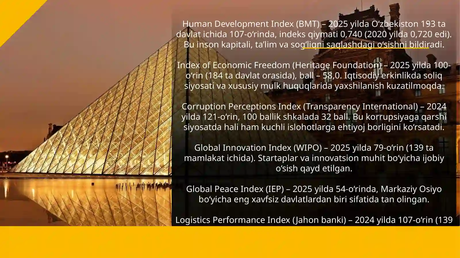 O‘zbekistonning xalqaro reyting va indekslardagi o‘rnini tushuntirish uchun nazoratni muvofiqlashtirish 4