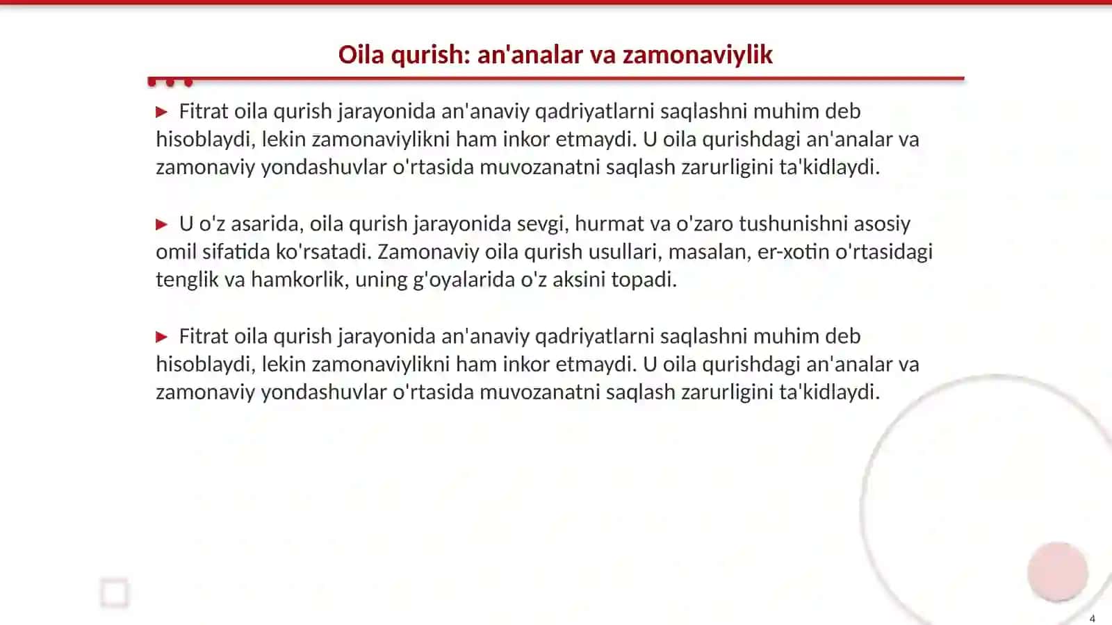 A.Fitratning "Oila asari"dagi oila qurish tartiblari va farzand tarbiyasiga oid g'oyalar 4