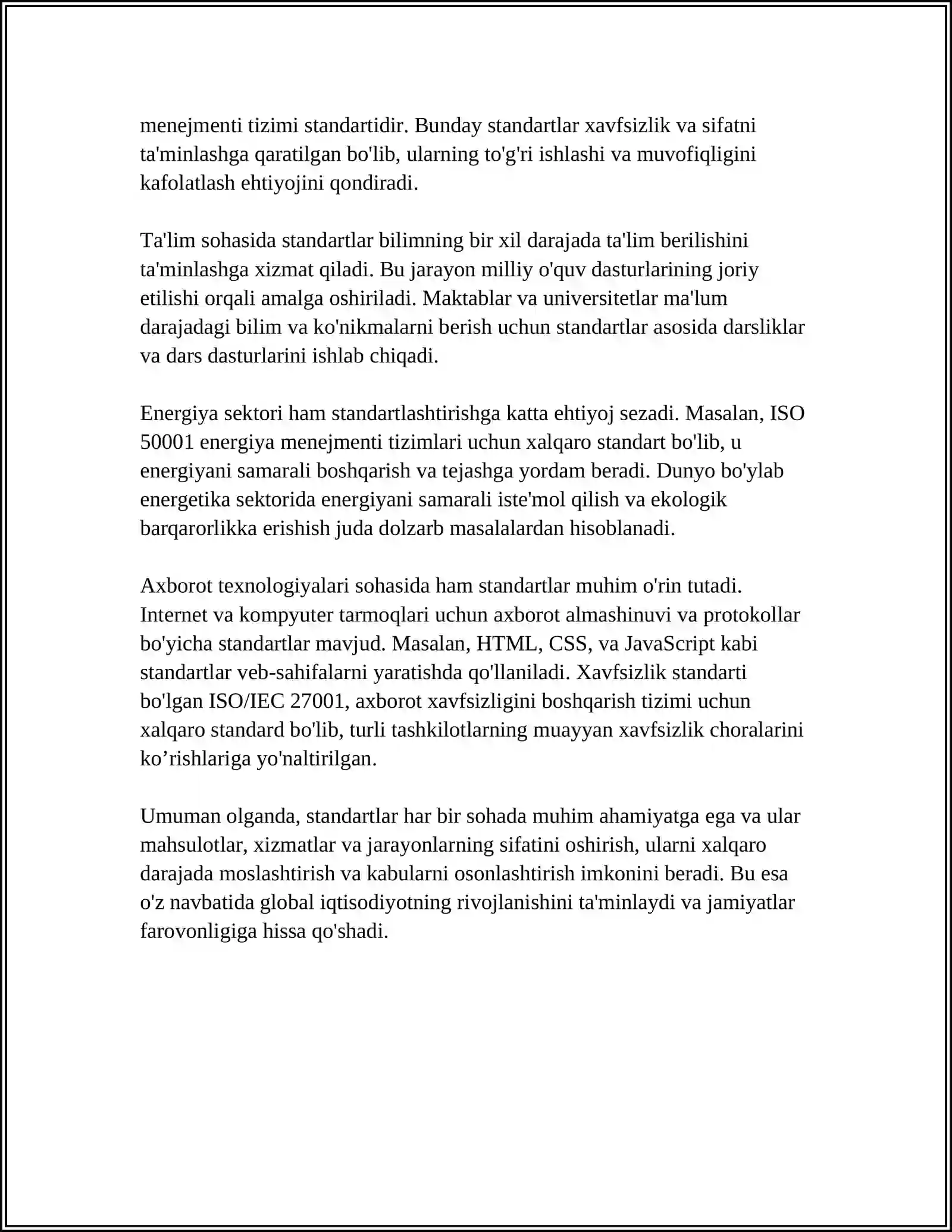 STANDART VA UNING TURLARI 4