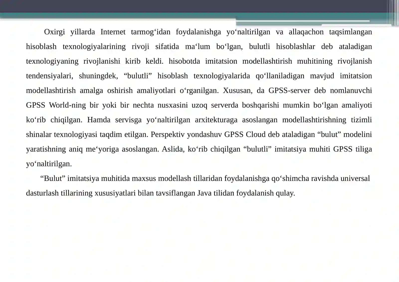 Modeldagiasosiyobyektlar,CloudSimplatformasi,CDOSimsimulyatori 4
