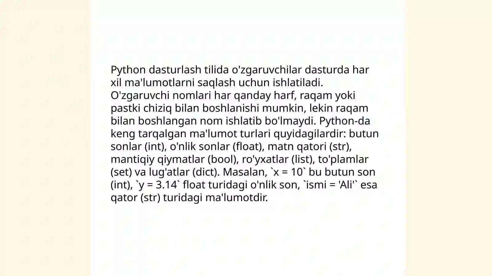 Pythonda for va while dan foydalanish 4
