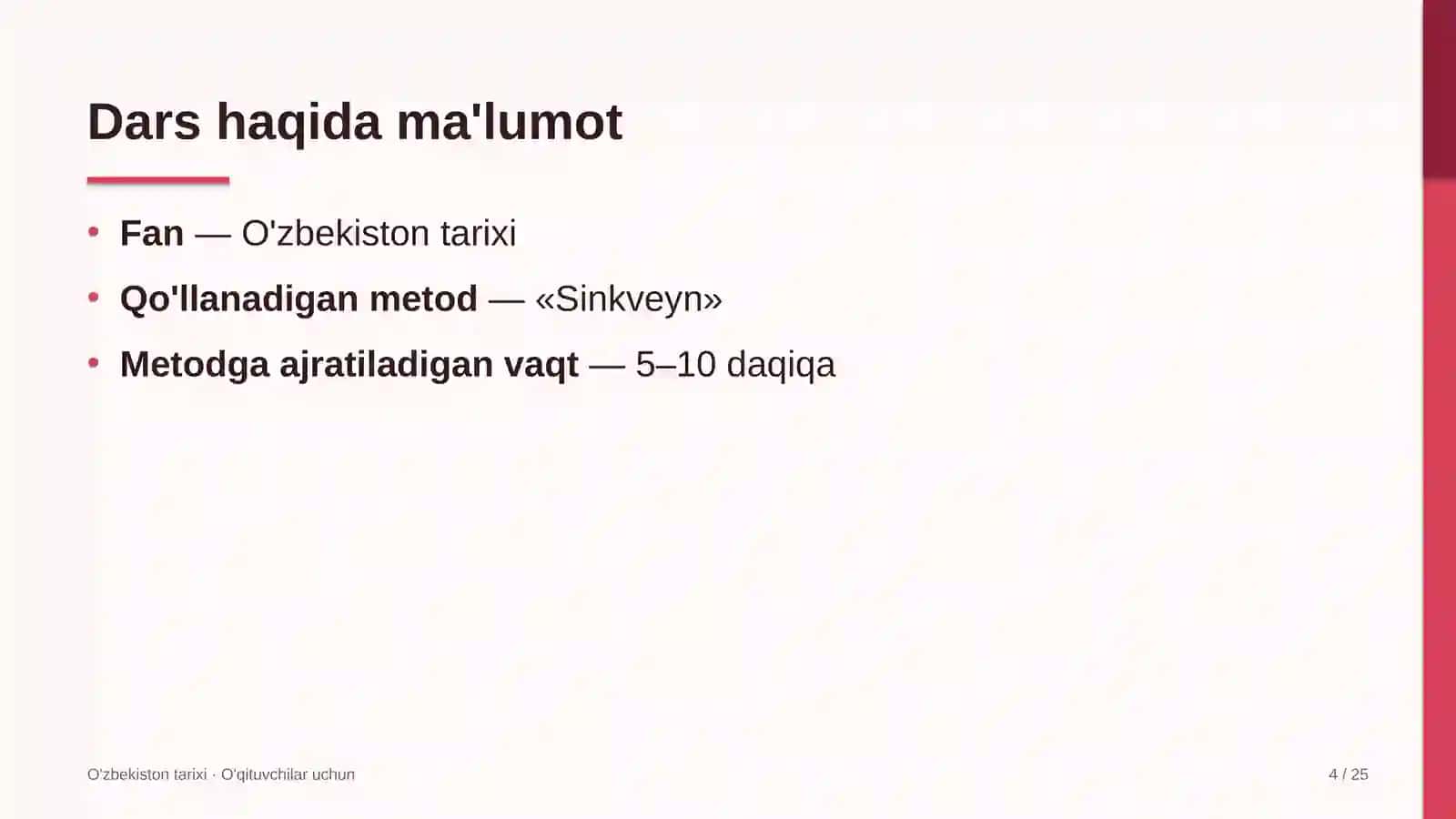 o'zbekiston tarixi darslarida sinkveyn metodidan foydalanish 1693 4