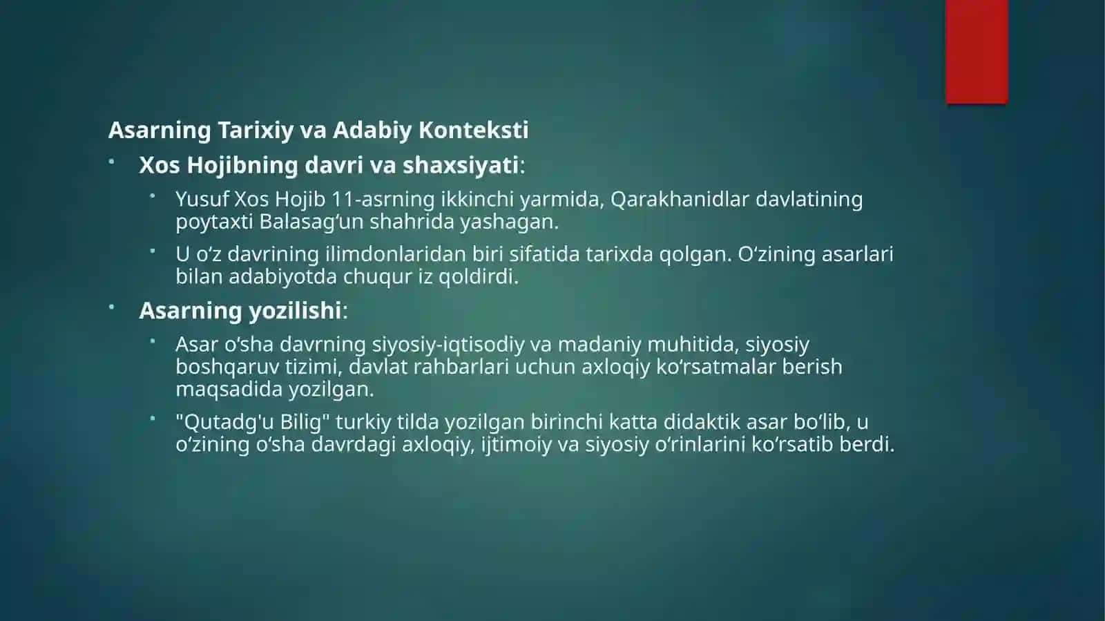 Yusuf Xos Hojibning “Qutadg’u Bilig” asari. 4