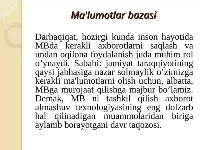 Ma'lumotlar bazasi bilan ishlash 4