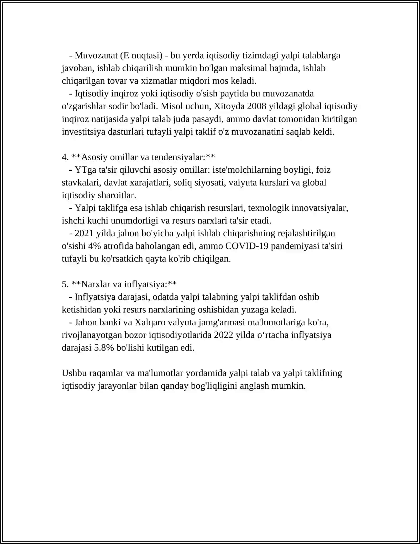 Yalpi talab va yalpi taklif nazariyasi 4