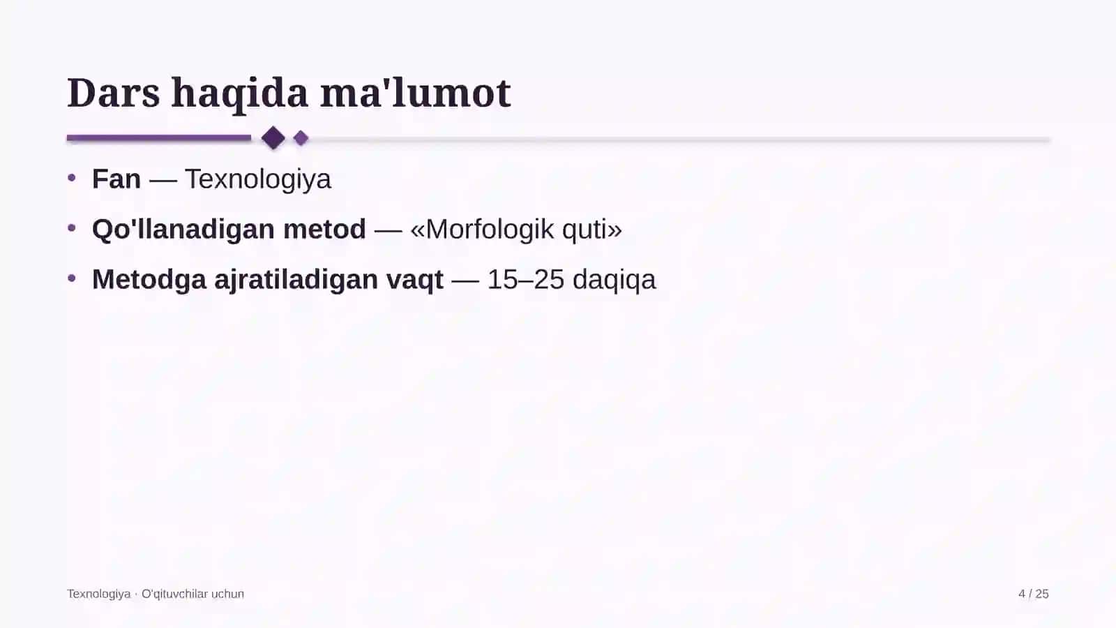 texnologiya darslarida morfologik quti metodidan foydalanish 7507 4