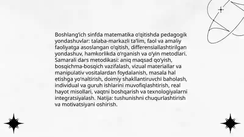 Boshlangʻich sinfda matematika oʻqitish metodikasi fani 4