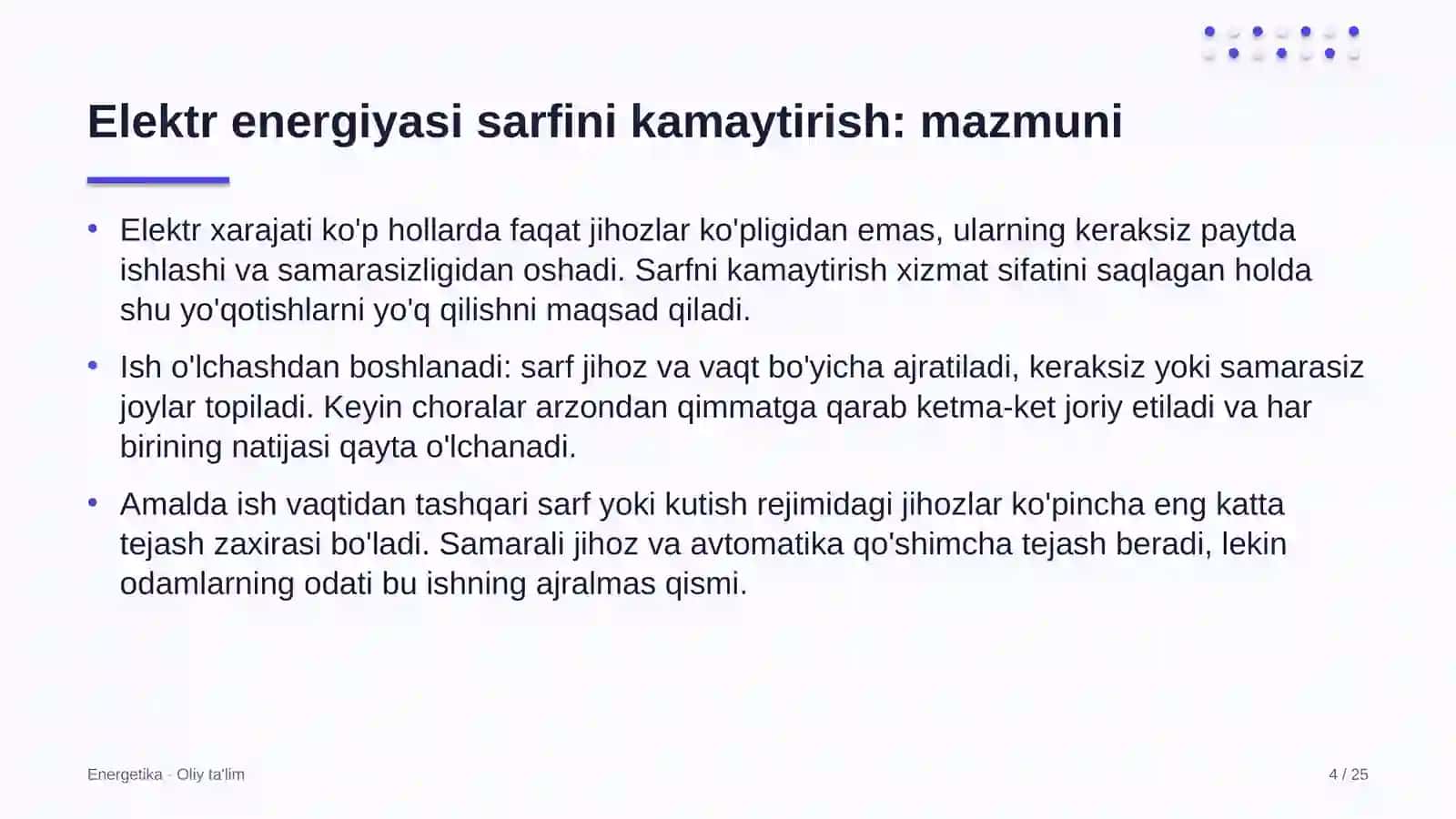 ehtiyot qismlar do'konlarida elektr energiyasi sarfini kamaytirish 6853 4