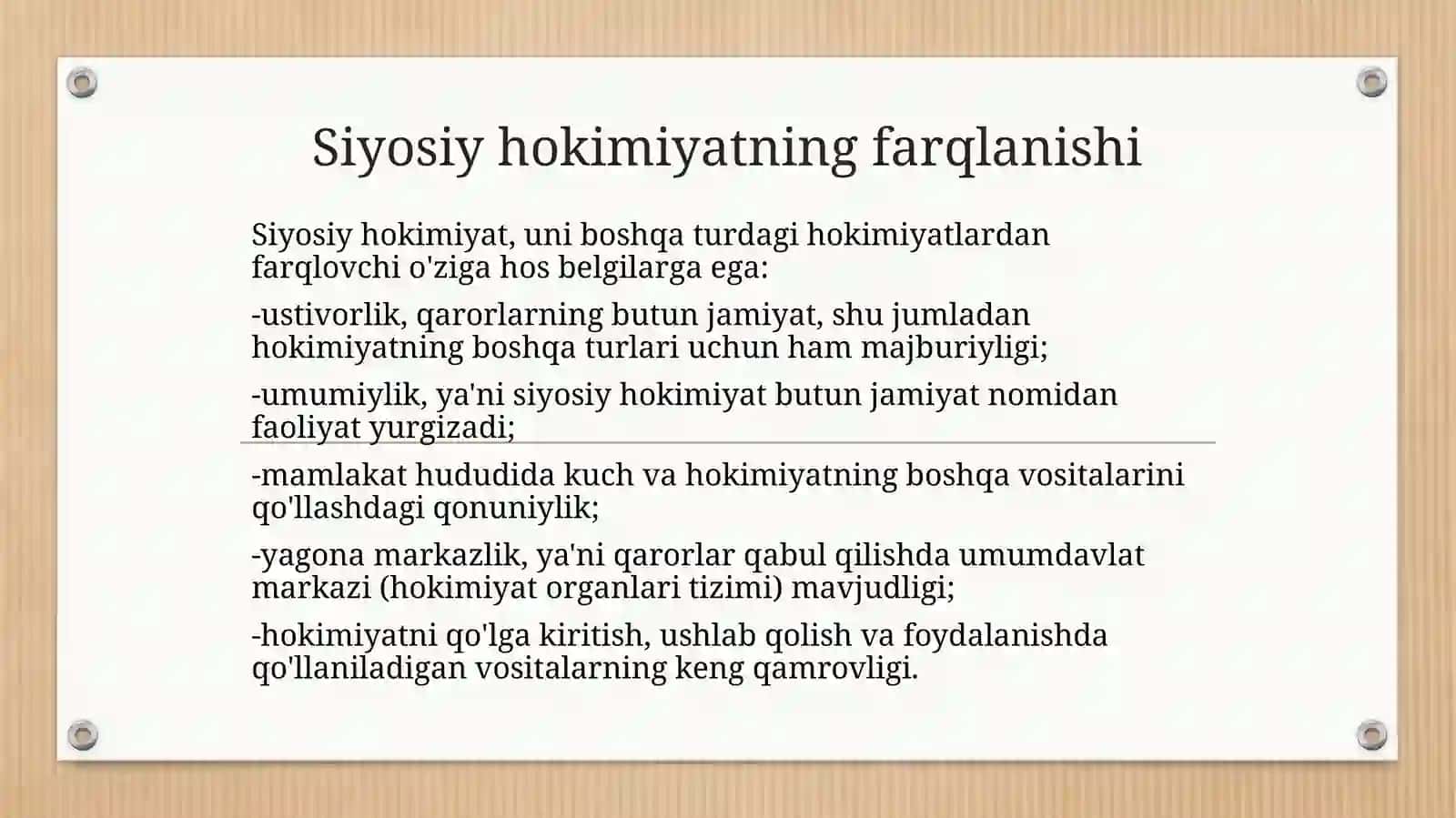 Siyosiy hokimiyatning obyekti,subyekti va vazifalari 4