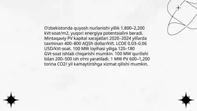 Oʻzbekistonda quyosh energetikasining ahamiyati 4