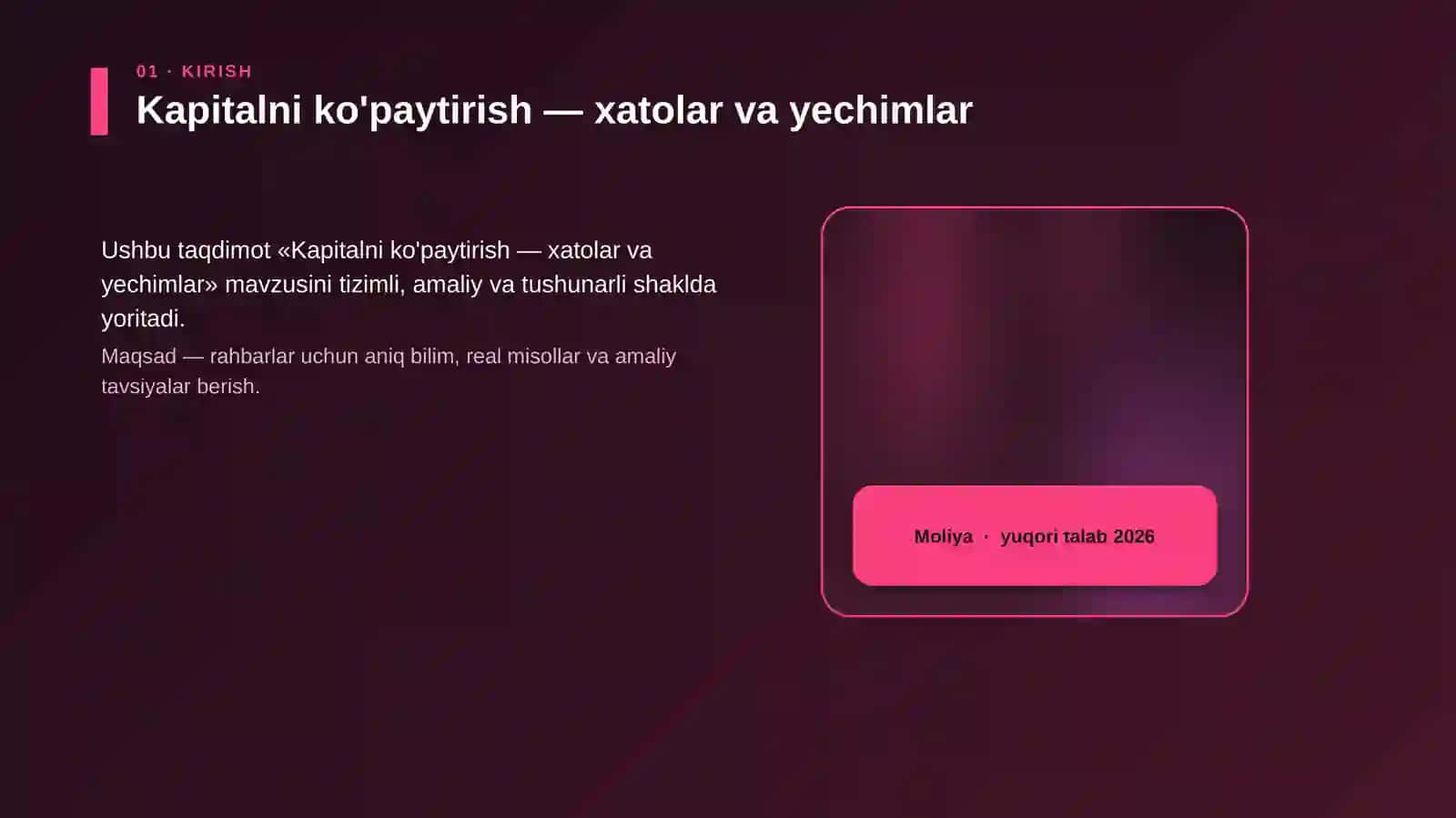 Kapitalni ko'paytirish — xatolar va yechimlar 4
