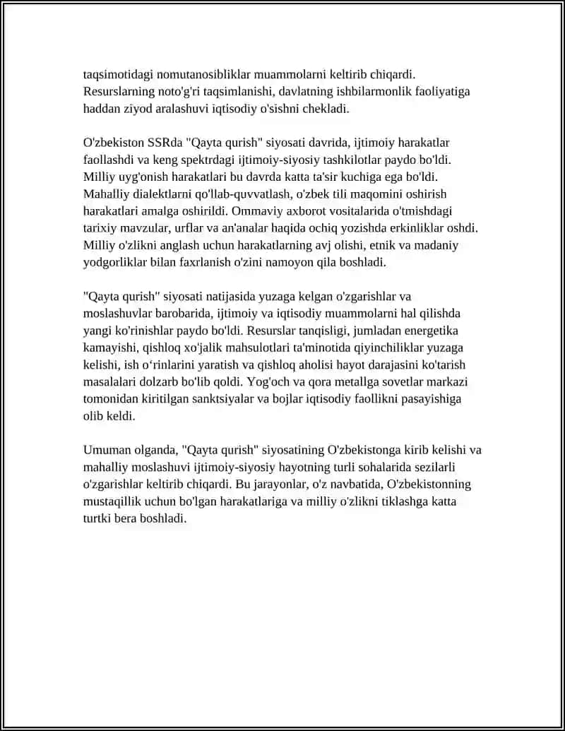 "QAYTA QURISH" YILLARIDA O'ZBEKISTONDAGI IJTIMOIY-SIYOSIY VAZIYAT 4