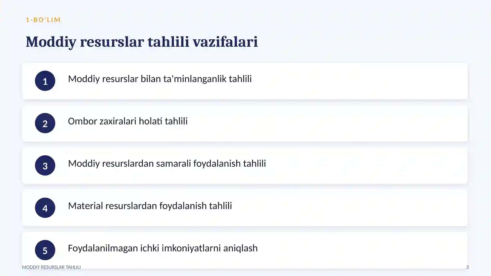 Moddiy resurslar bilan ta'minlanganlik va ulardan foydalanish tahlili 4