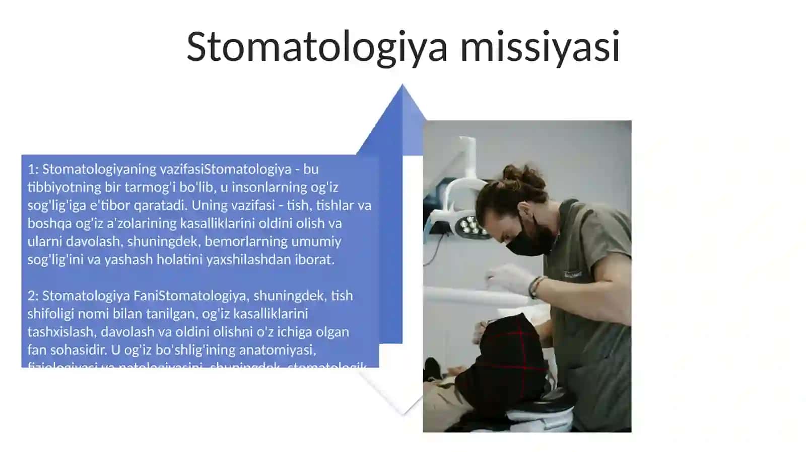Stomatologiya Fani, Uning Vazifasi Va Yo'Nalishlari.Tibbiyot Etikasi Va Deontologiya Asoslari 4