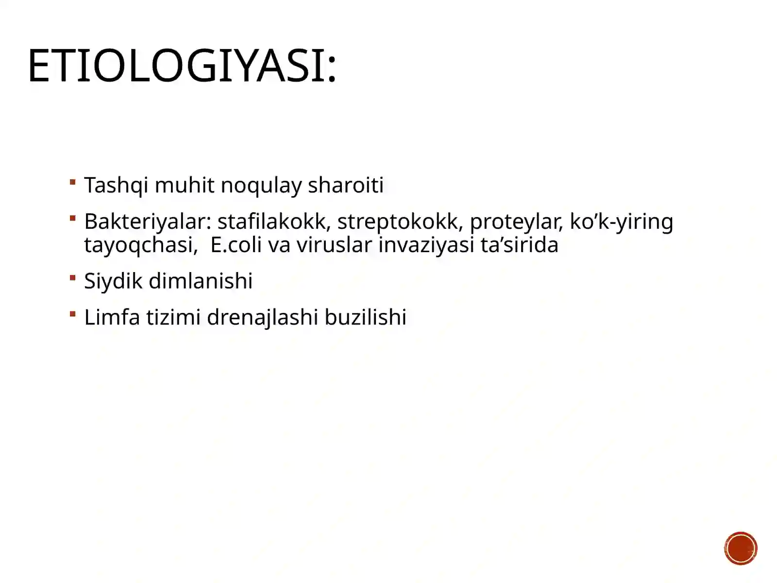 Siydik yo’llari yallig’lanish kasalliklari. Pielonefrit, sistit 4