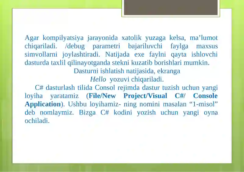 C# TILIGA KIRISH 4
