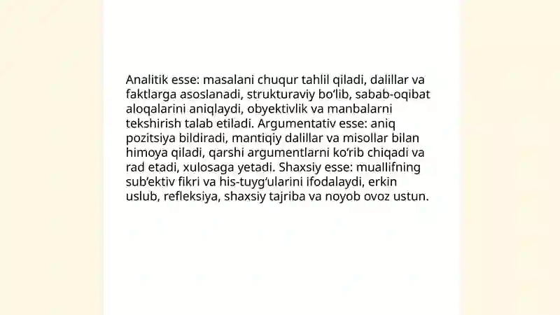Esse janri va uning xususiyatlari 4