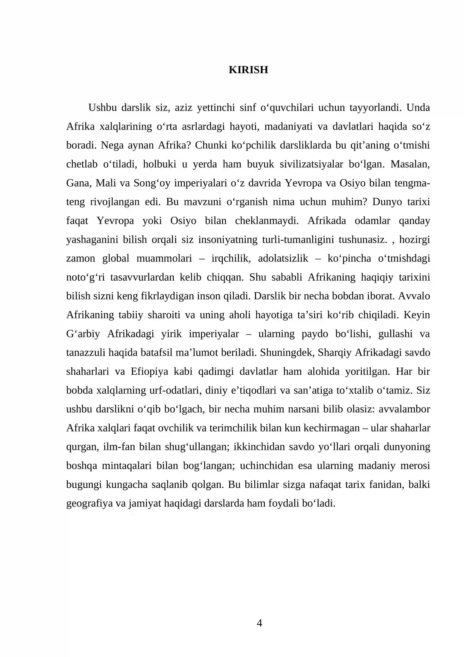 AFRIKA XALQLARI O‘RTA ASRLARDA. 7- SINF 4