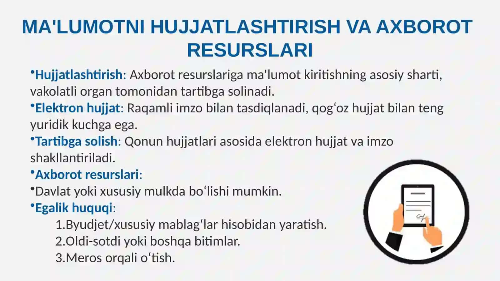 KONFIDENSIAL AXBOROTNING TURLARI VA DARAJALARIBOʻYICHAKLASSIFIKATSIYASI 4