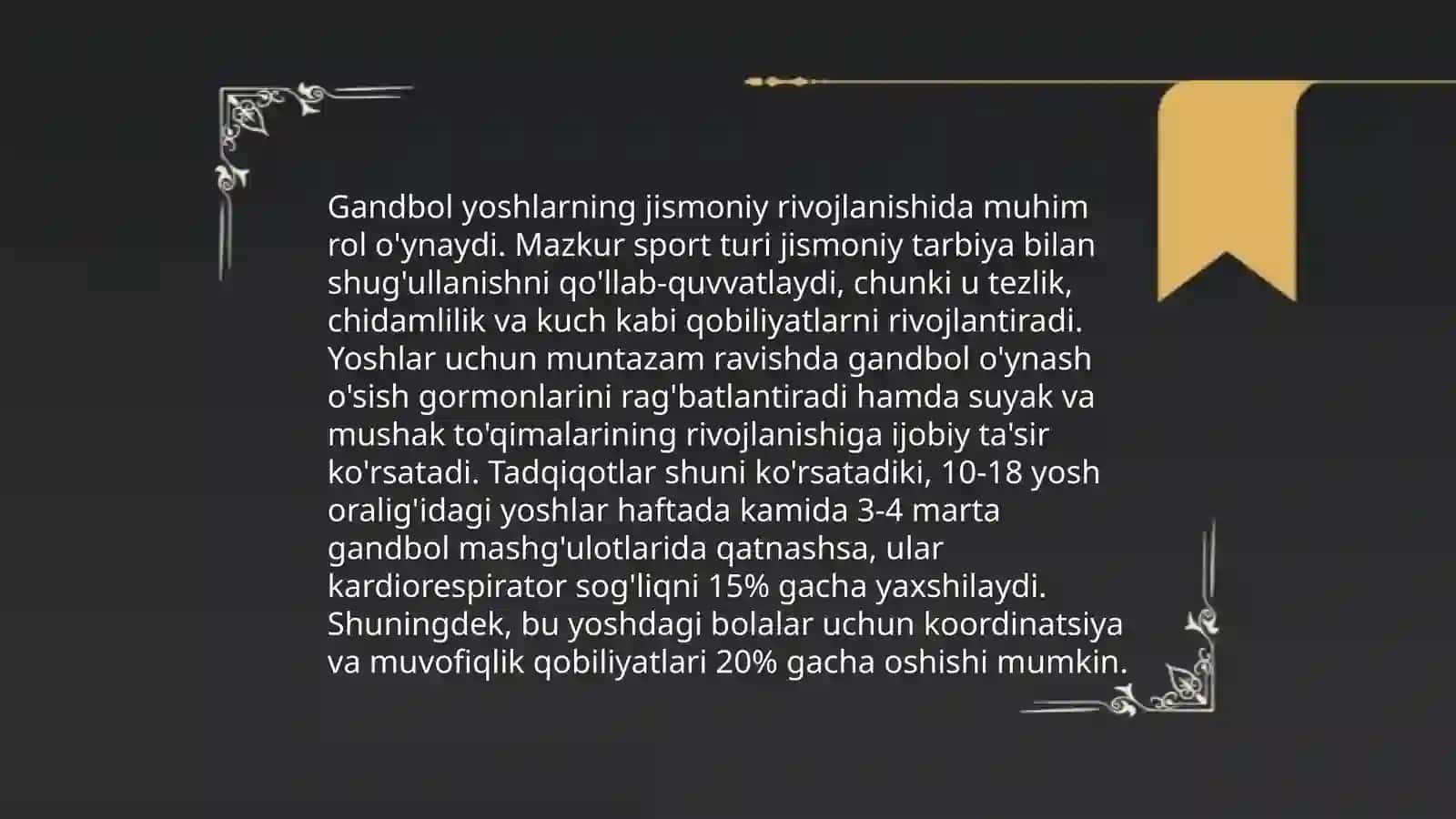 O'zbekiston Respublikasi jismoniy tarbiya tizimida gandbolning o'rni 4