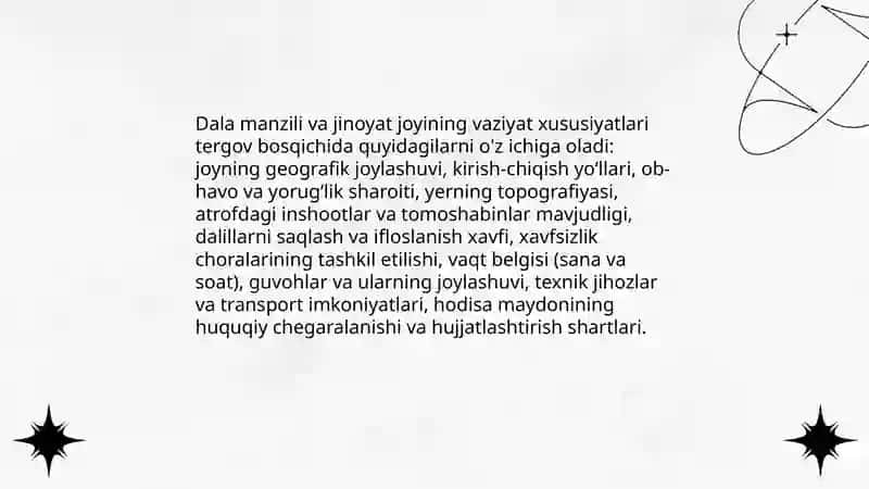 Tergov bosqichlarining vaziyat xususiyatlari 4