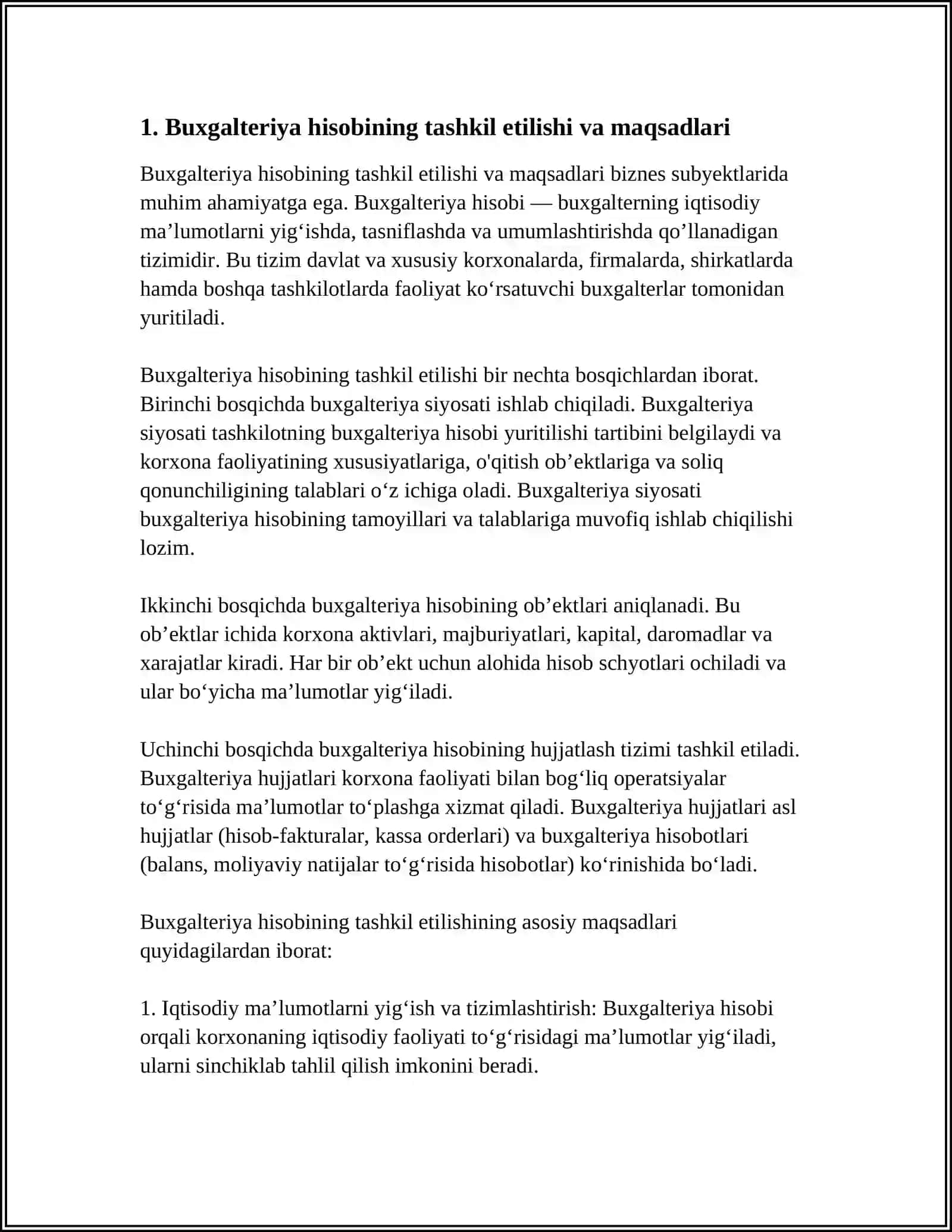 BIZNES SUBYEKTLARIDA BUGALTERIYA HISOBINI TASHKIL ETISH 4