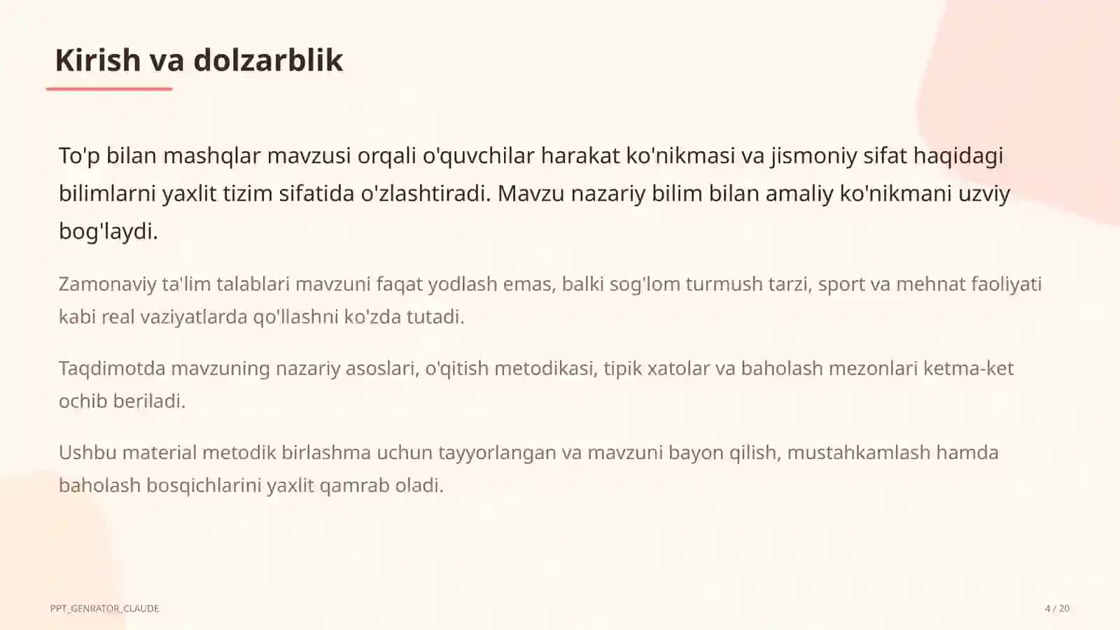To'p bilan mashqlar (2-sinf) 4