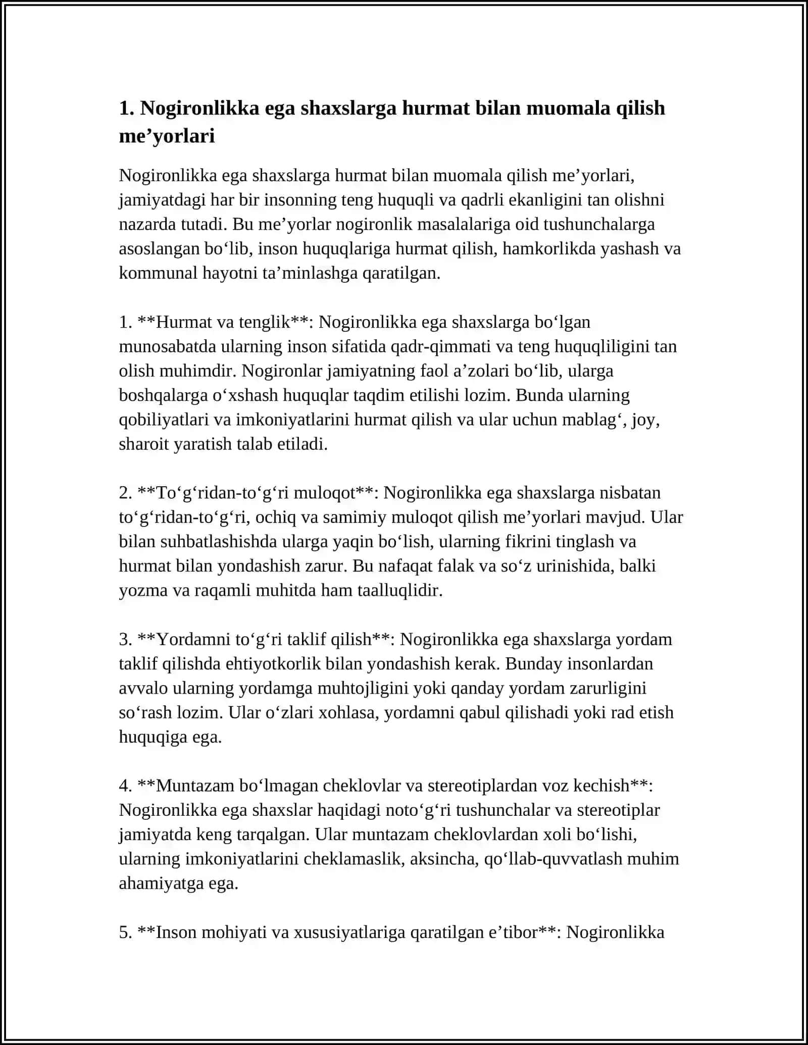 NOGIRONLIKKA EGA BOʻLGAN SHAXSLAR BILAN MULOQOTNING AXLOQIY MEʼYORLARI 4