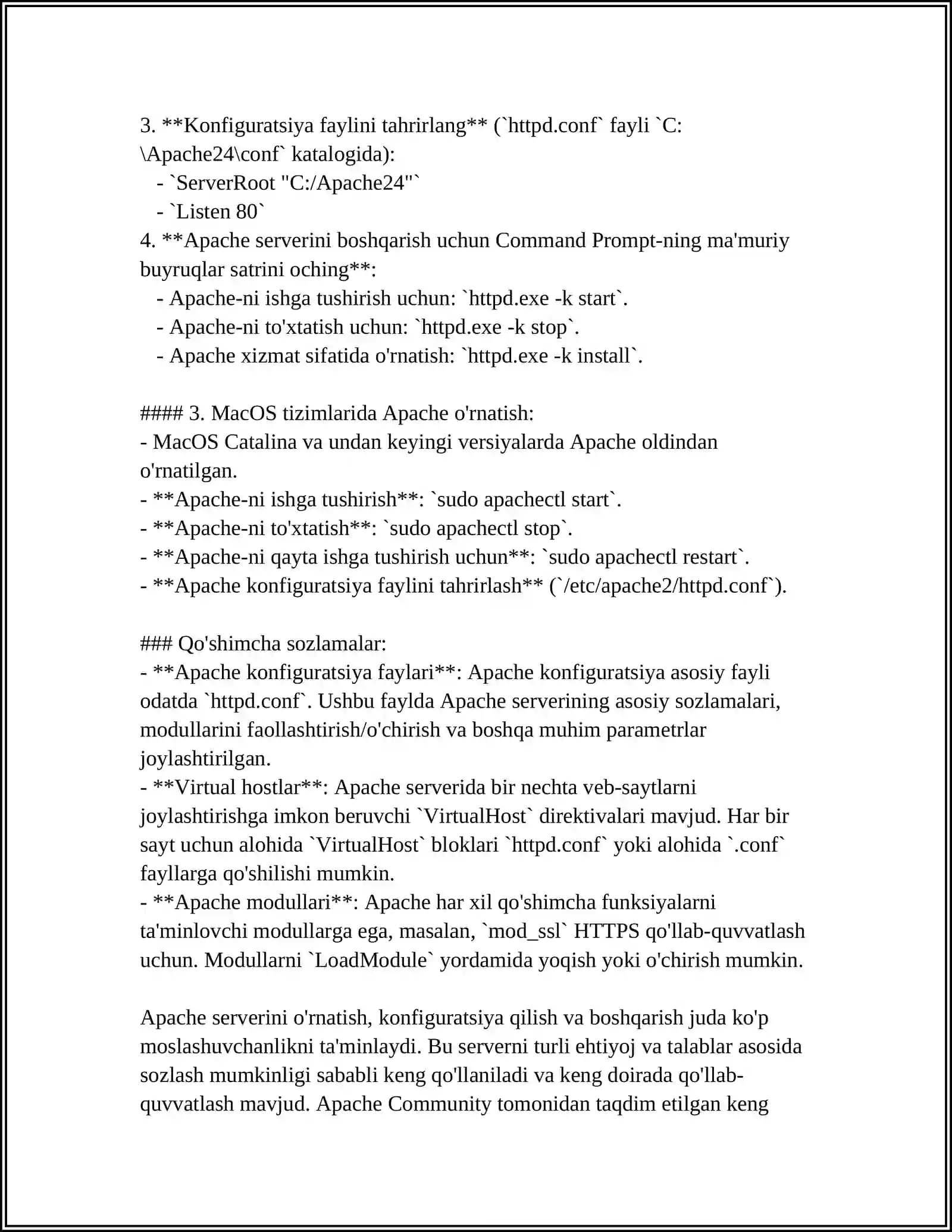 Apache Web Serverini Ornatish 4