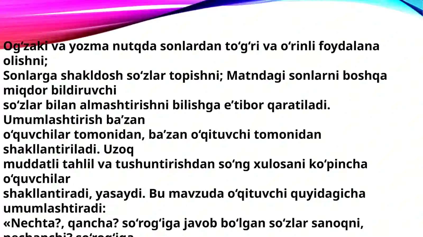 Sonlarning talaffuzi va ma’nosi ustida ishlash 4