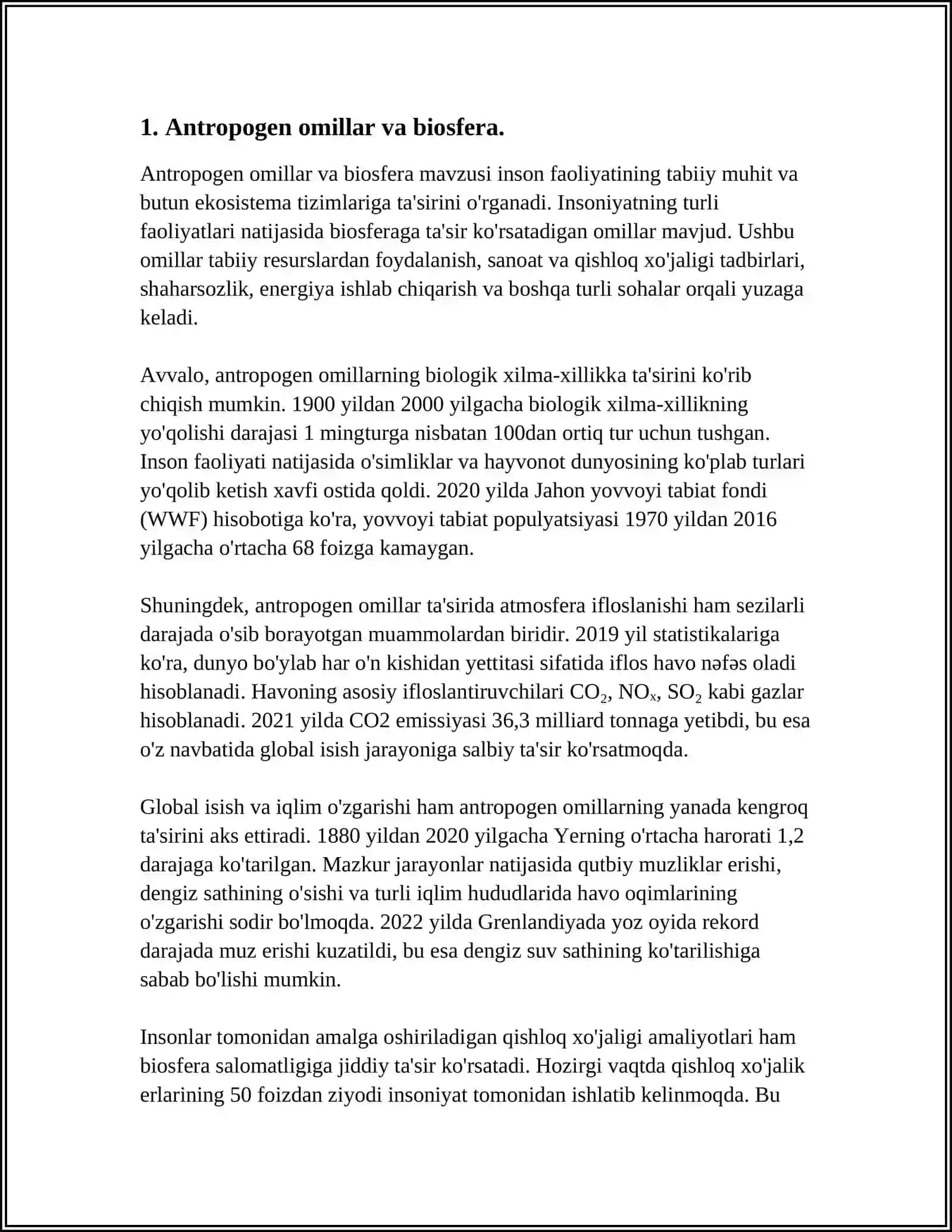 ANTROPOGEN OMILLARNING BIOSFERAGA SALBIY TA'SIRINI KAMAYTIRAMIZ 4
