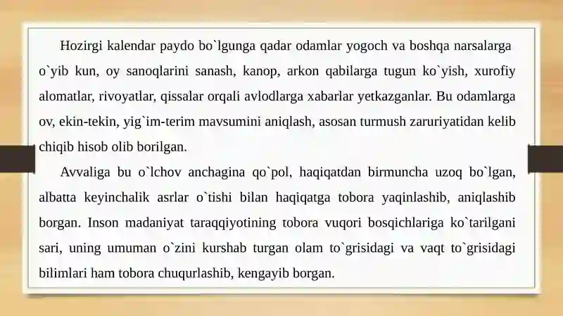 Vaqt oraliqlari va ularni o’lchash 4