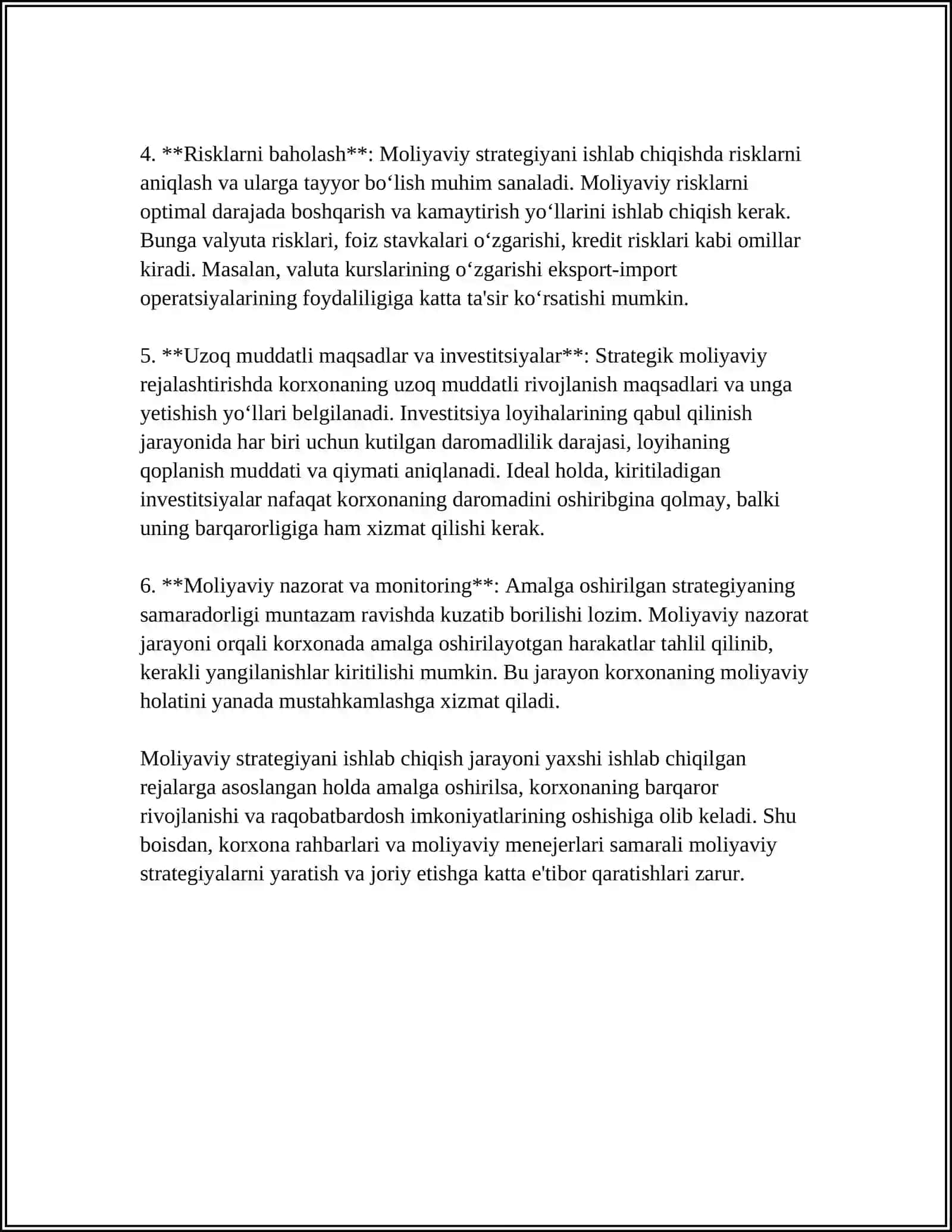 KORXONA FAOLIYATIDA MOLIYAVIY STRATEGIYANI ISHLAB CHIQISH 2025-2026-o'quv yili 4
