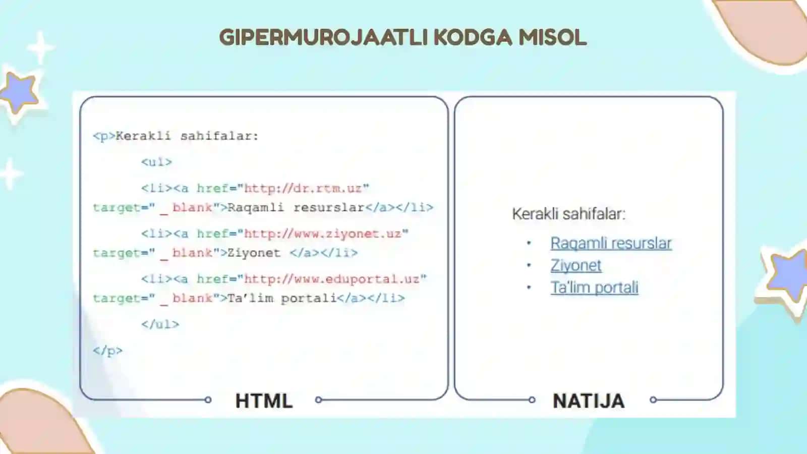 Gipermurojaat va iframe joylashtirish 4