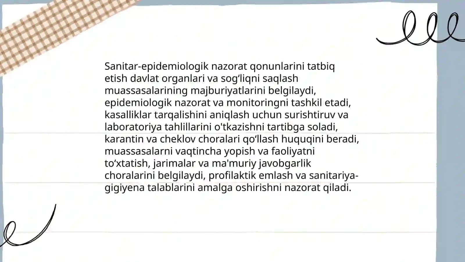 Gigiyenaga oid asos boluvchi qonun hujjatlar bilan ishlash 4