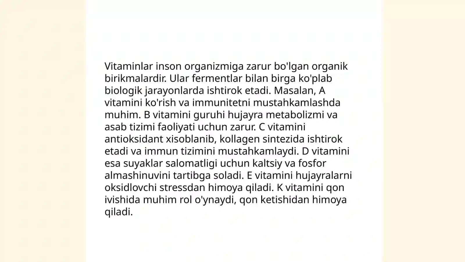 Vitaminlar va ularni organizm uchun ahamiyati 4