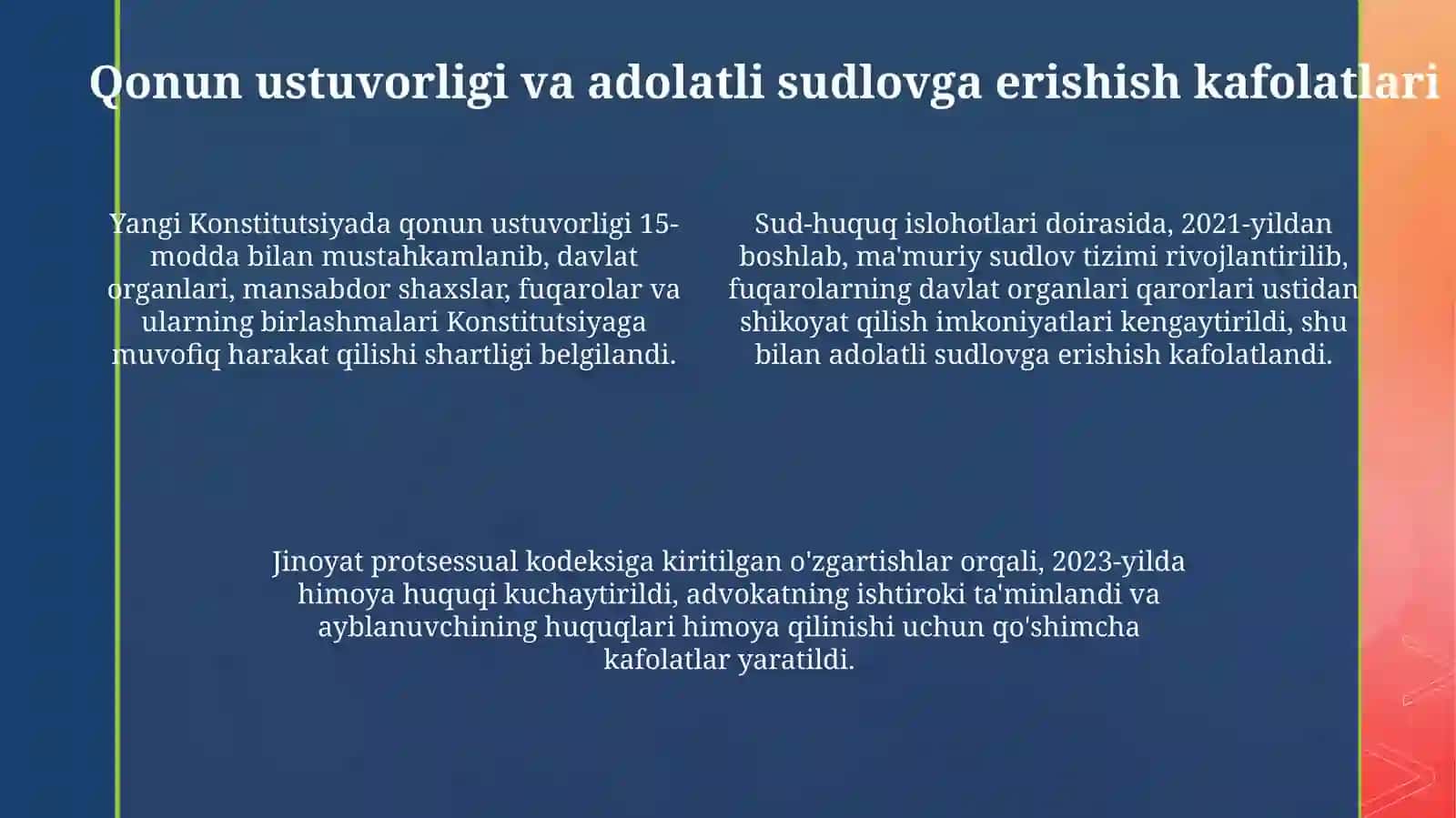 Yangi O'zbekistonda inson huquqlari va erkinliklari kafolatlarining yaratilishi 4