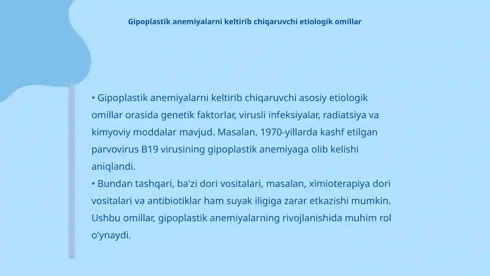 Gipoplastik anemiyalar. Etiologiya, patogenez, klinika, diagnostika va davolash prinsplari 4