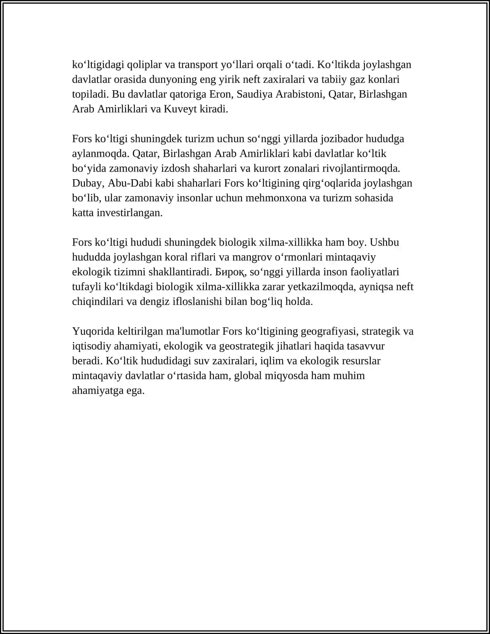 MUSTAQIL ISH Mavzu: FORS QO‘LTIG‘I ARAB DAVLATLARI 4
