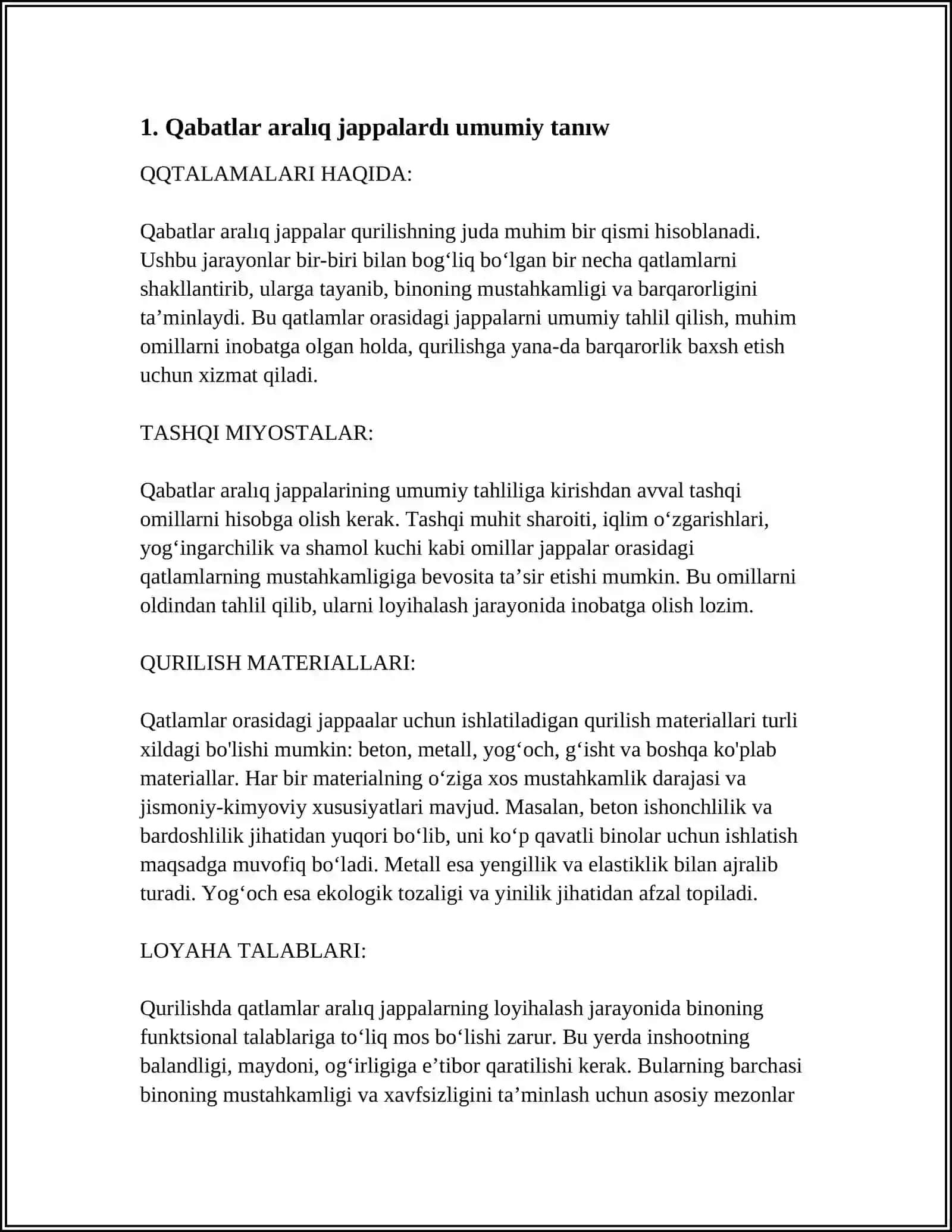 Qabatlar Aralıq Jappalardı AnalizleW 4