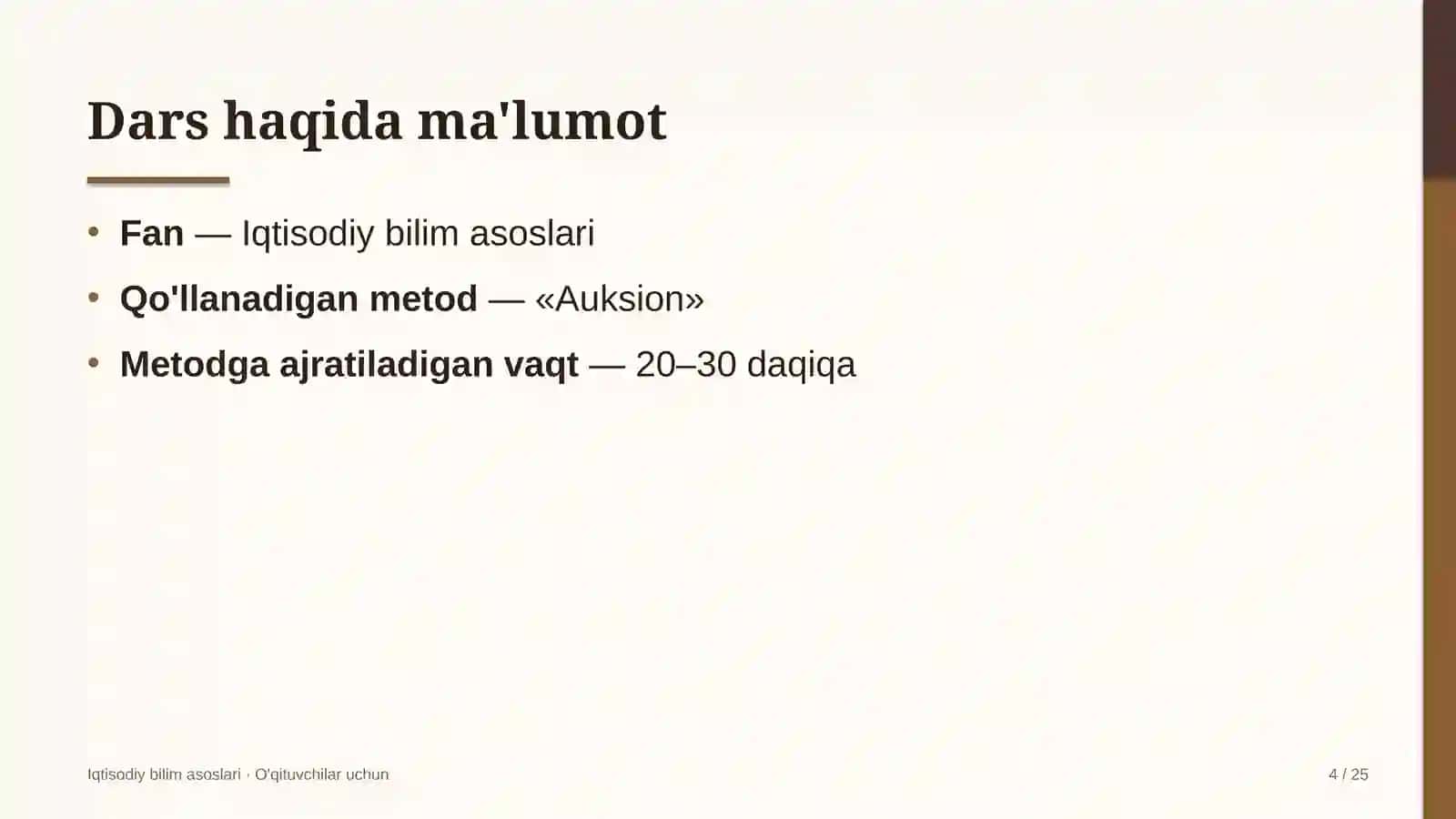 iqtisodiy bilim asoslari darslarida auksion metodidan foydalanish 3610 4