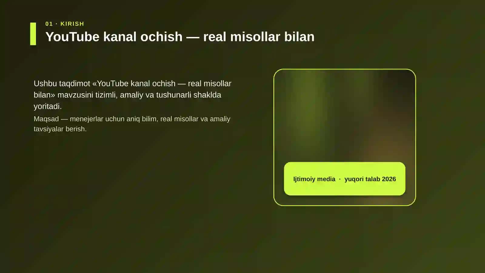 YouTube kanal ochish — real misollar bilan 4