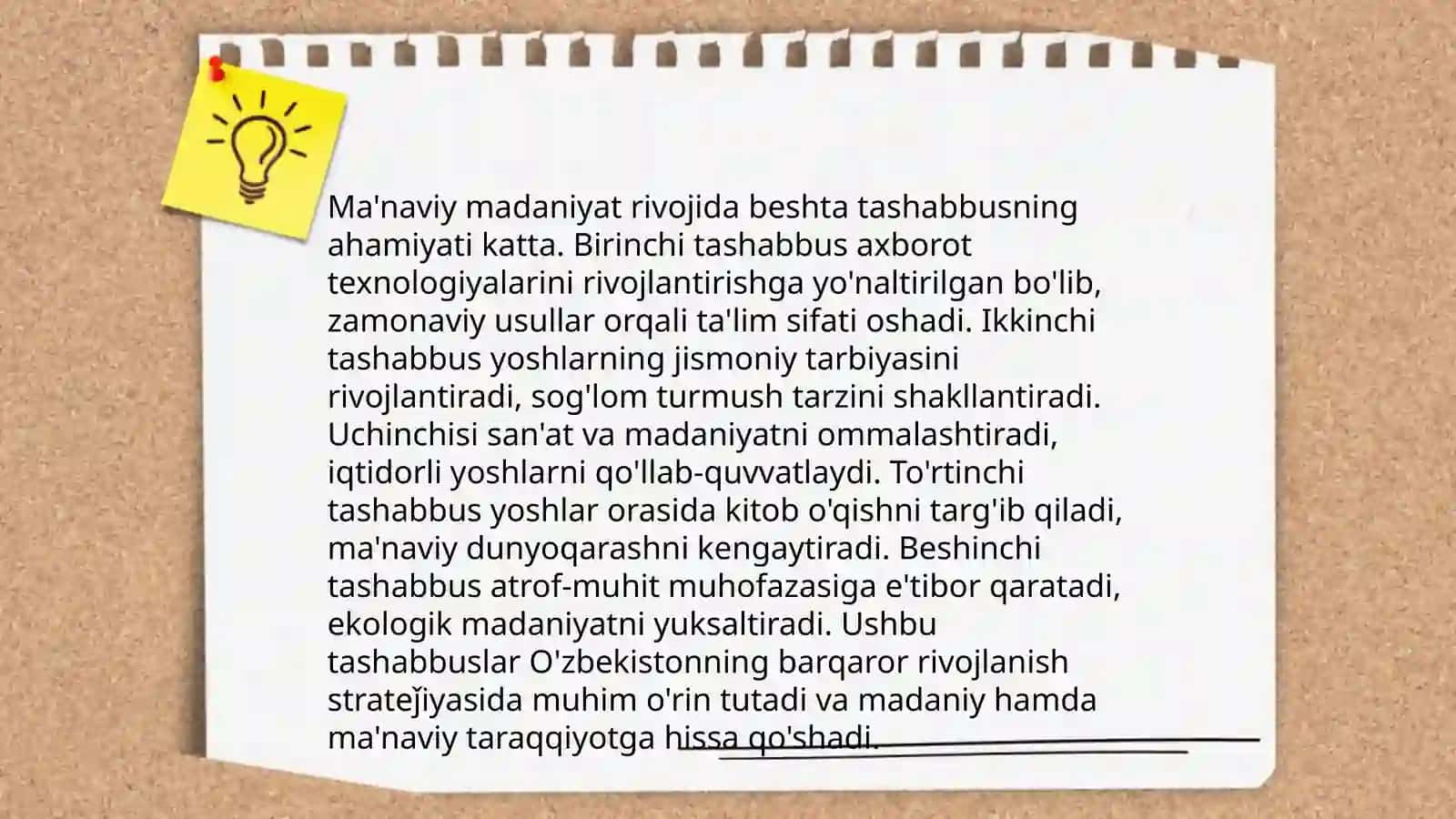 Beshta tashabbus va uning yuksak ma'naviy madaniyatni ta'minlashdaqi o'rni Shavkatova Jasmina 4