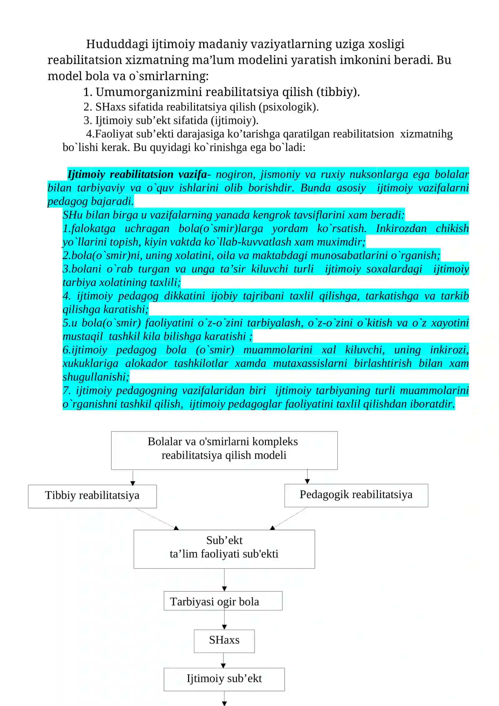 Ijtimоiy pеdagоgning bоlalar va usmirlar оrasidagi rеabilitatsiоn хizmati mоdеli va mехanizmi 4