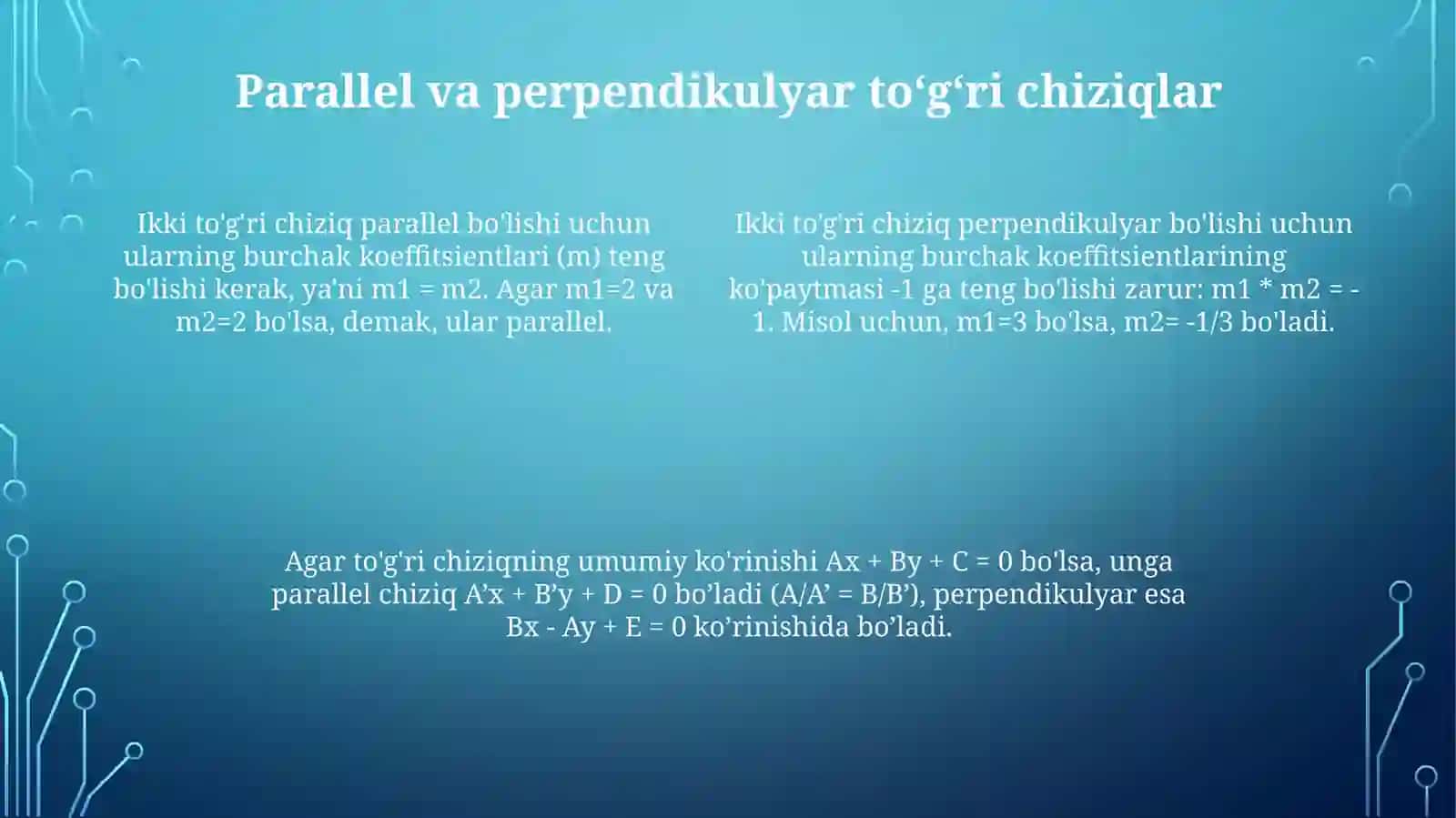 Tekislikdatoʻgʻrichiziqtenglamalari 4