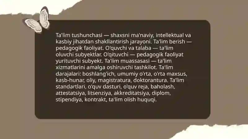 Ta'lim To'g'risidagi Qonunning Tuzilishi va Umumiy Mohiyati 4