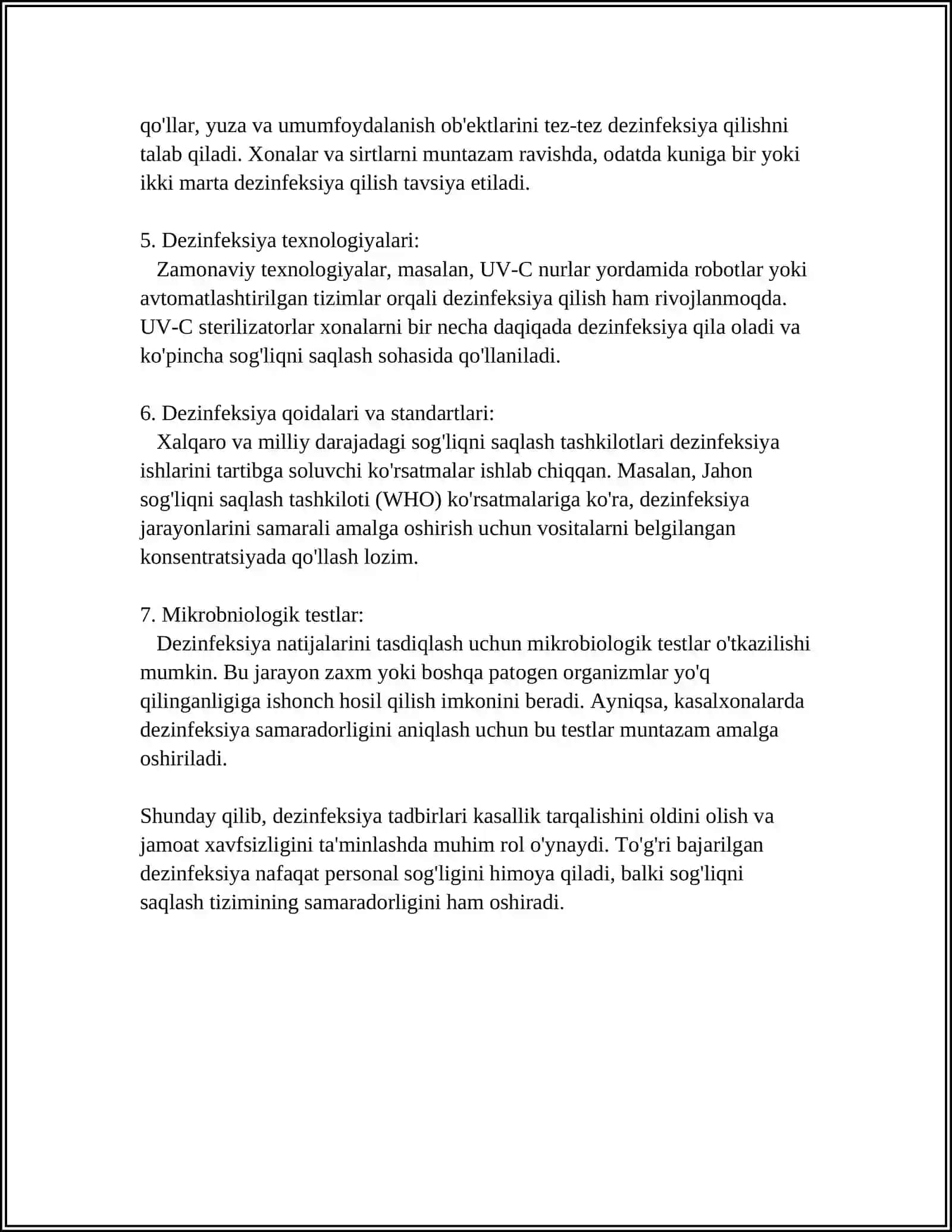 INFEKSIYA OʻCHOGʻIDA EPIDEMIYAGA QARSHI OʻTKAZILADIGAN CHORA TADBIRLAR 4