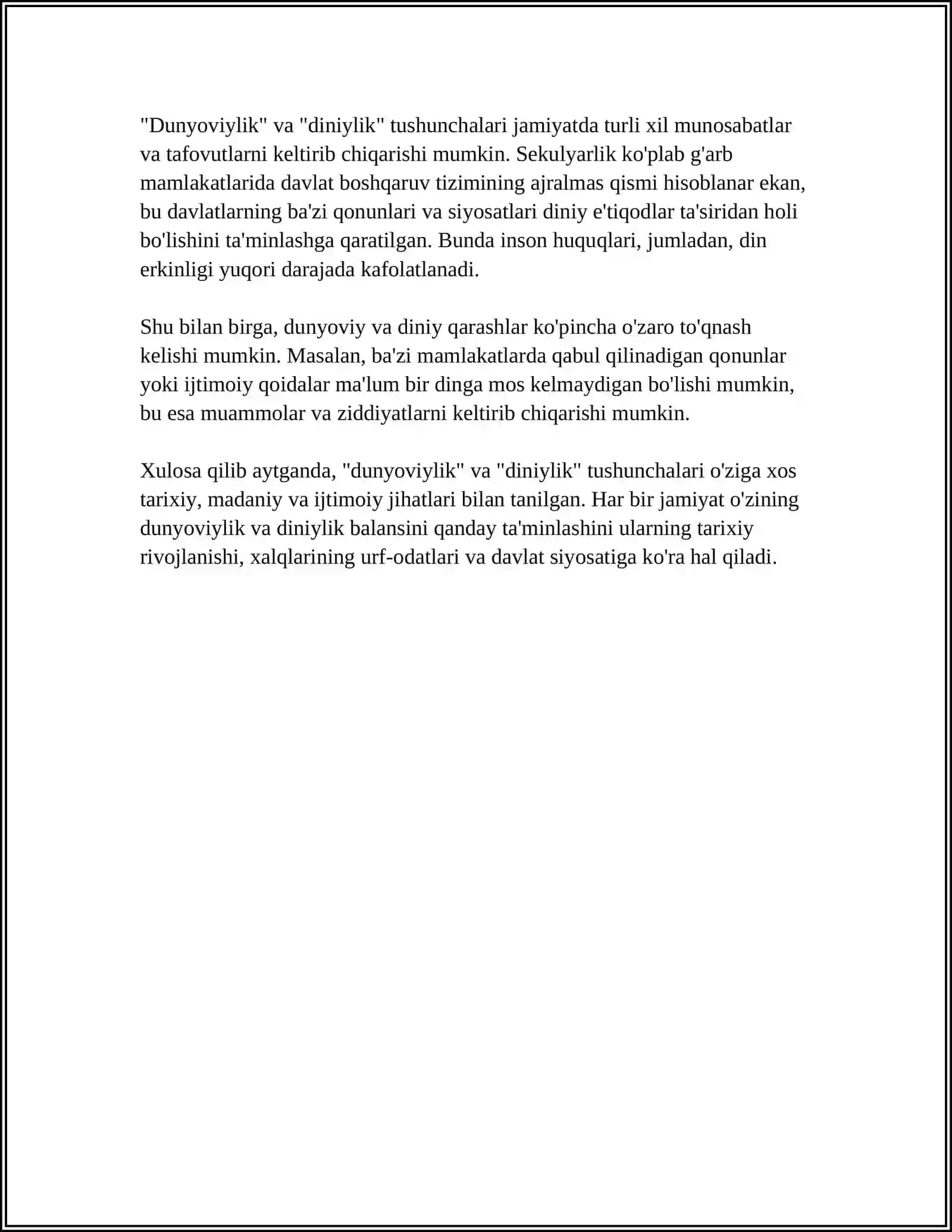 Jamiyat hayotida dunyoviylik va diniylik mutanosibligi 4