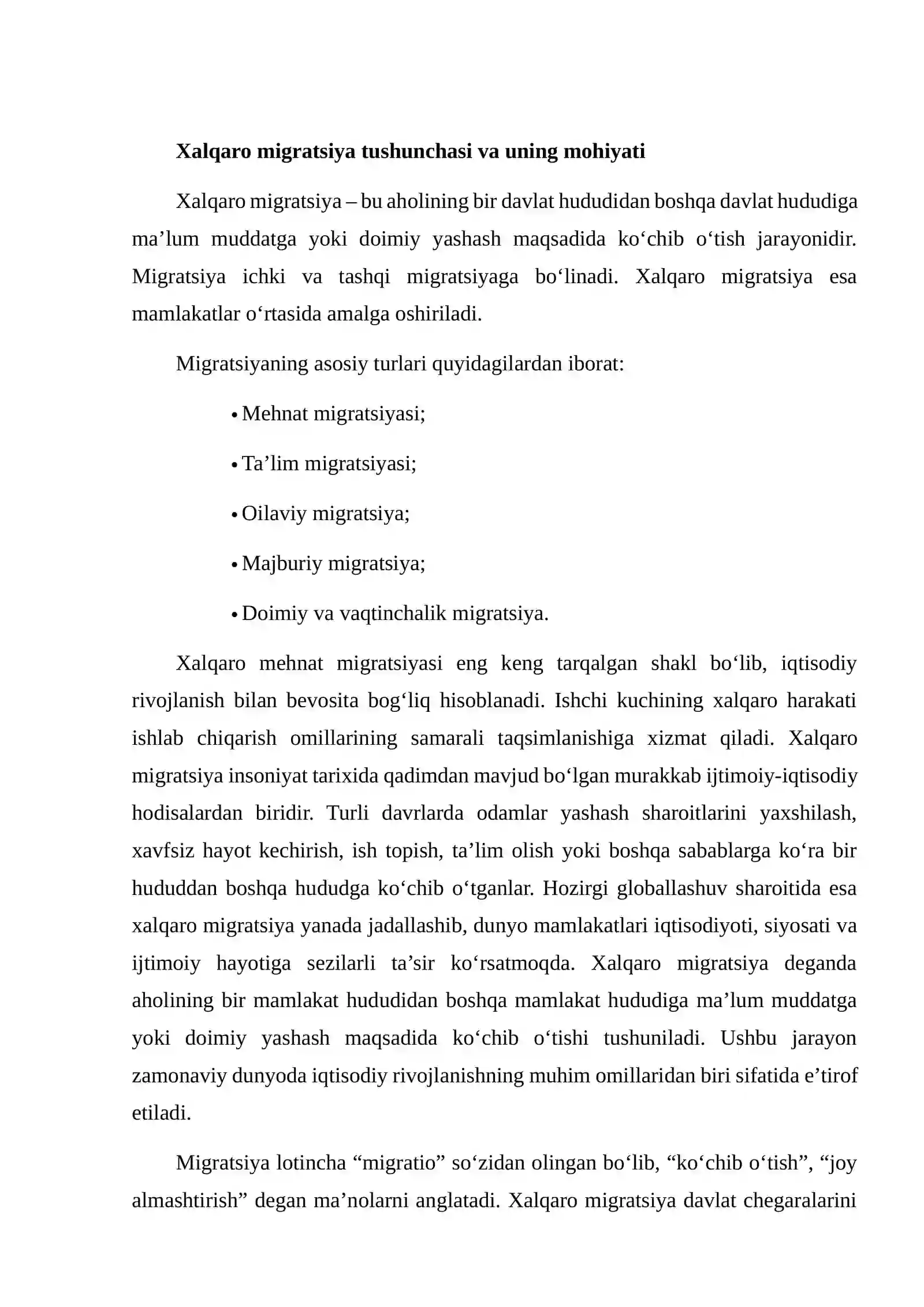 XALQARO MIGRATSIYANING IQTISODIY RIVOJLANISHGA TA’SIRI 4