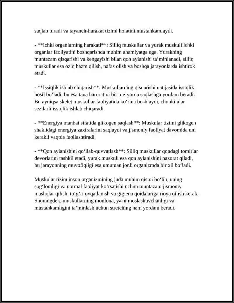 Muskullar Tizimi. Miologiyaning umumiy tavsifi va funksiyalari 4